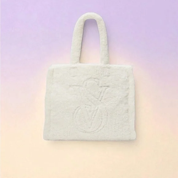 Victoria's Secret White Sherpa Tote "NWT" - Picture 5 of 5